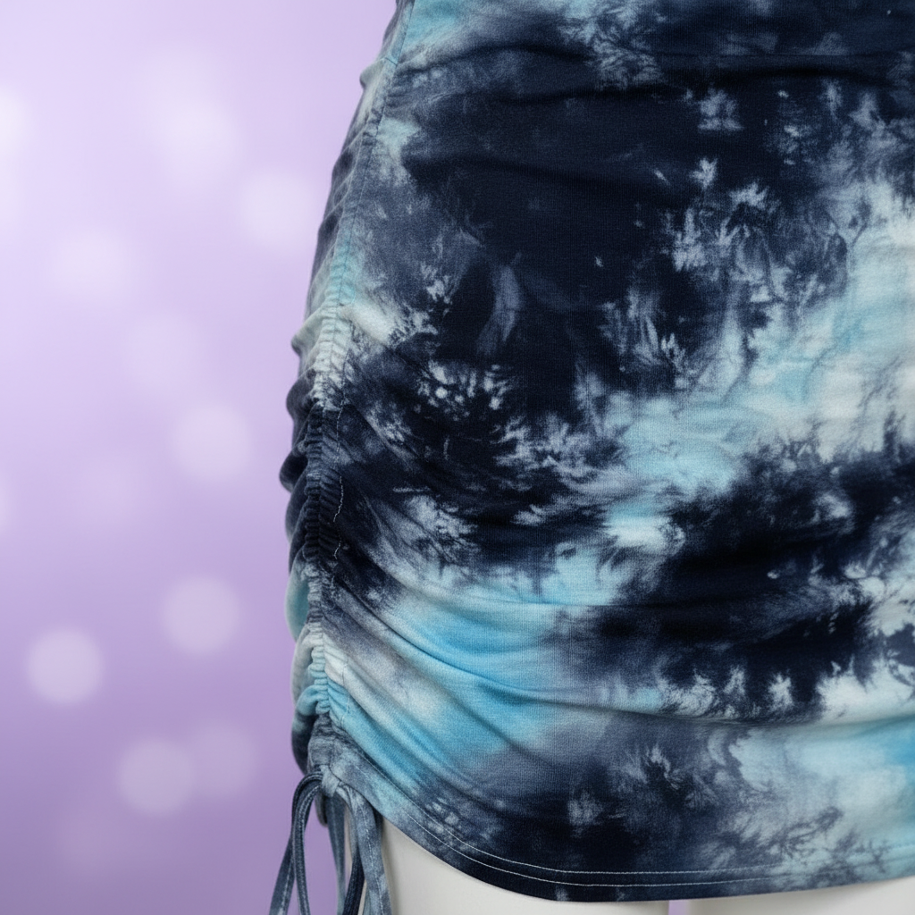 Tie-Dye Ruched Bodycon Mini Dress, XL β Pre-Loved